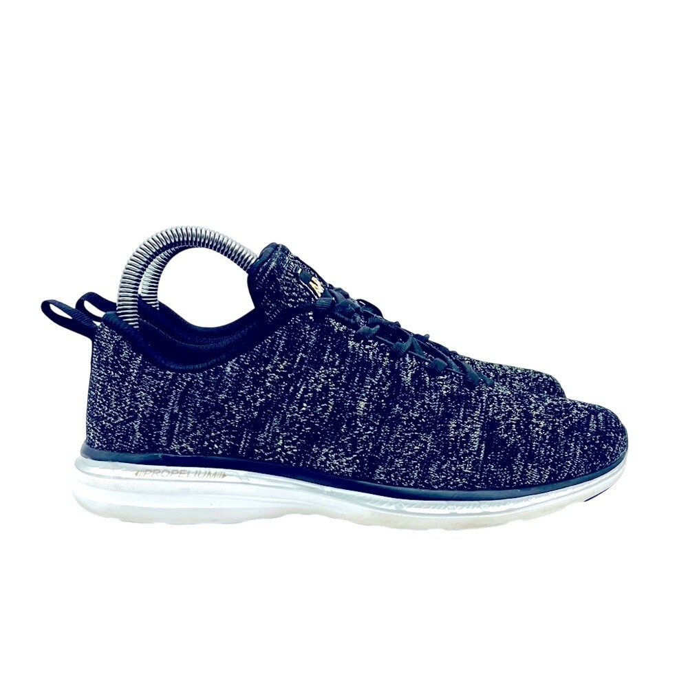 APL‎ TechLoom Pro Womens Running Shoes Black Gold Metallic Knit 0618XC Size 7